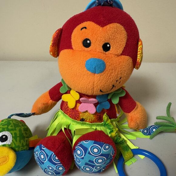Infantino Mallory Monkey Hawaiian Plush Toy Sensory Rattle Stuffed Animal Play - Picture 5 of 11